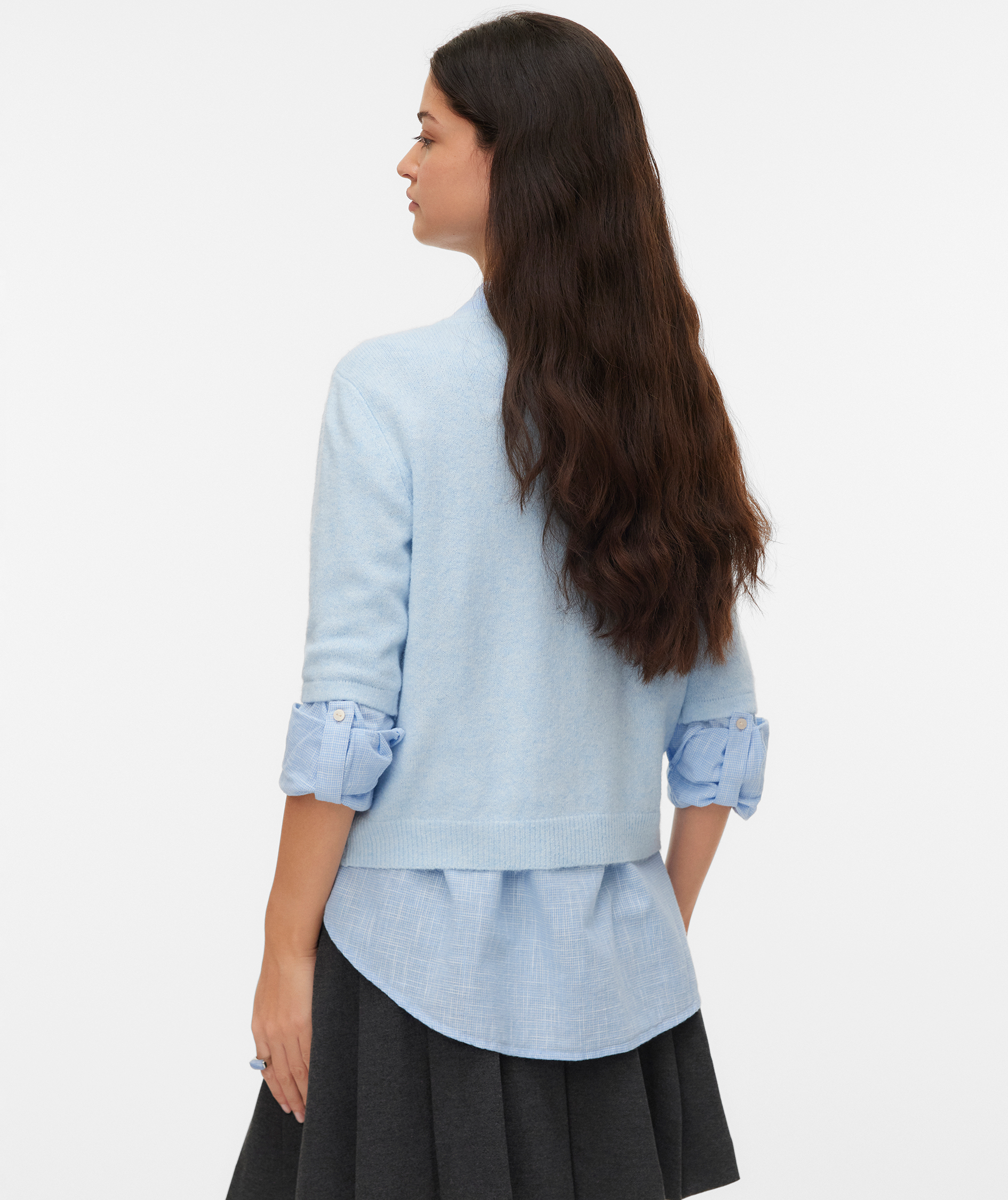 Vero Moda VMDOFFY kort&aelig;rmet dame cardigan, Cashmere Blue, large image number 2