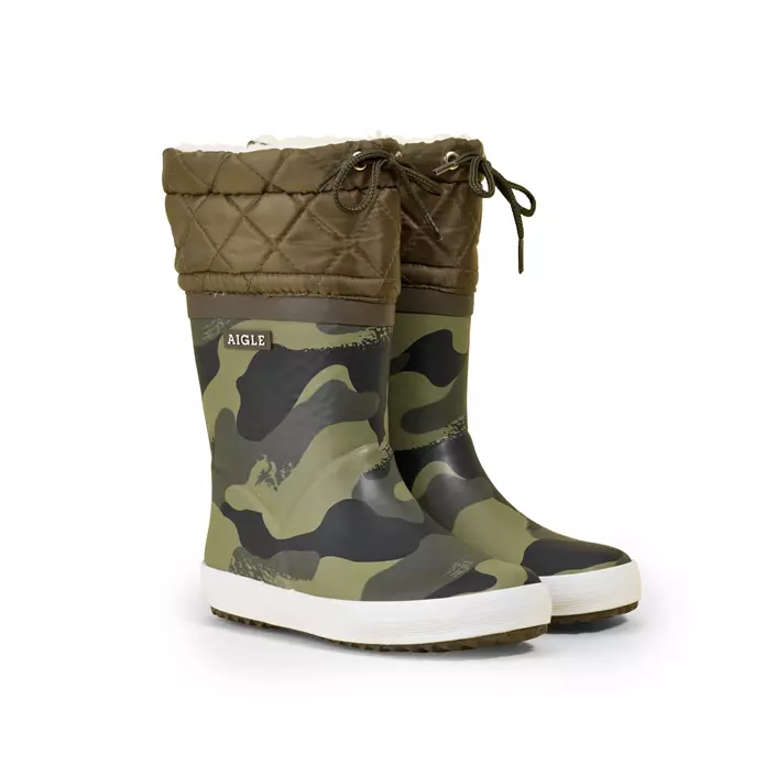 Aigle Giboulee Thermostiefel für Kinder, Camouflage/Khaki, large image number 1