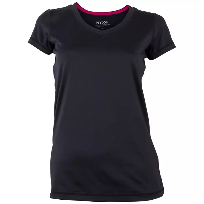 NYXX Flow Damen Stretch T-Shirt, Schwarz/Fuchsie, large image number 0