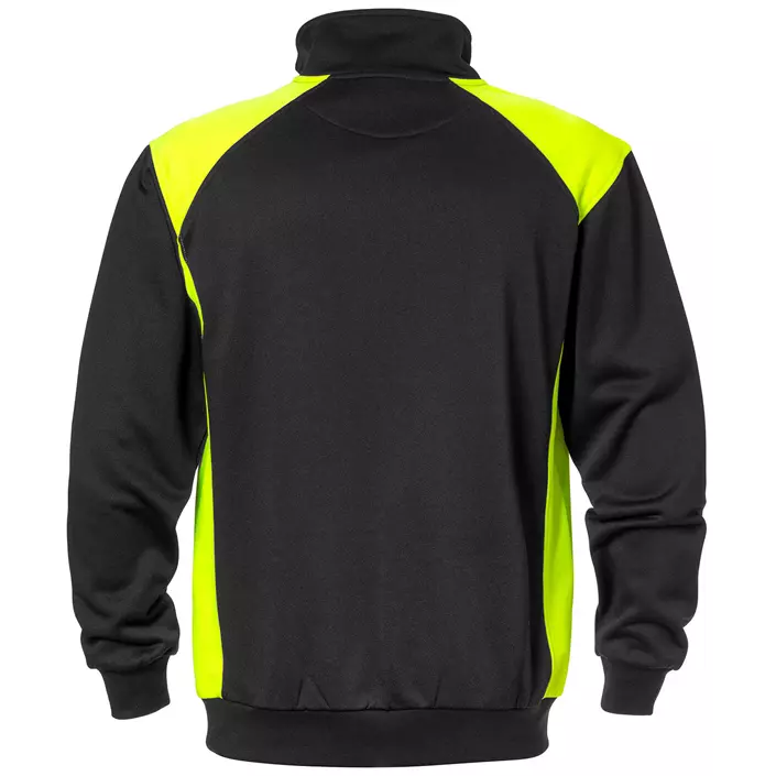 Fristads Sweatshirt mit kurzem Reißverschluss, Schwarz/Hi-Vis Gelb, large image number 1