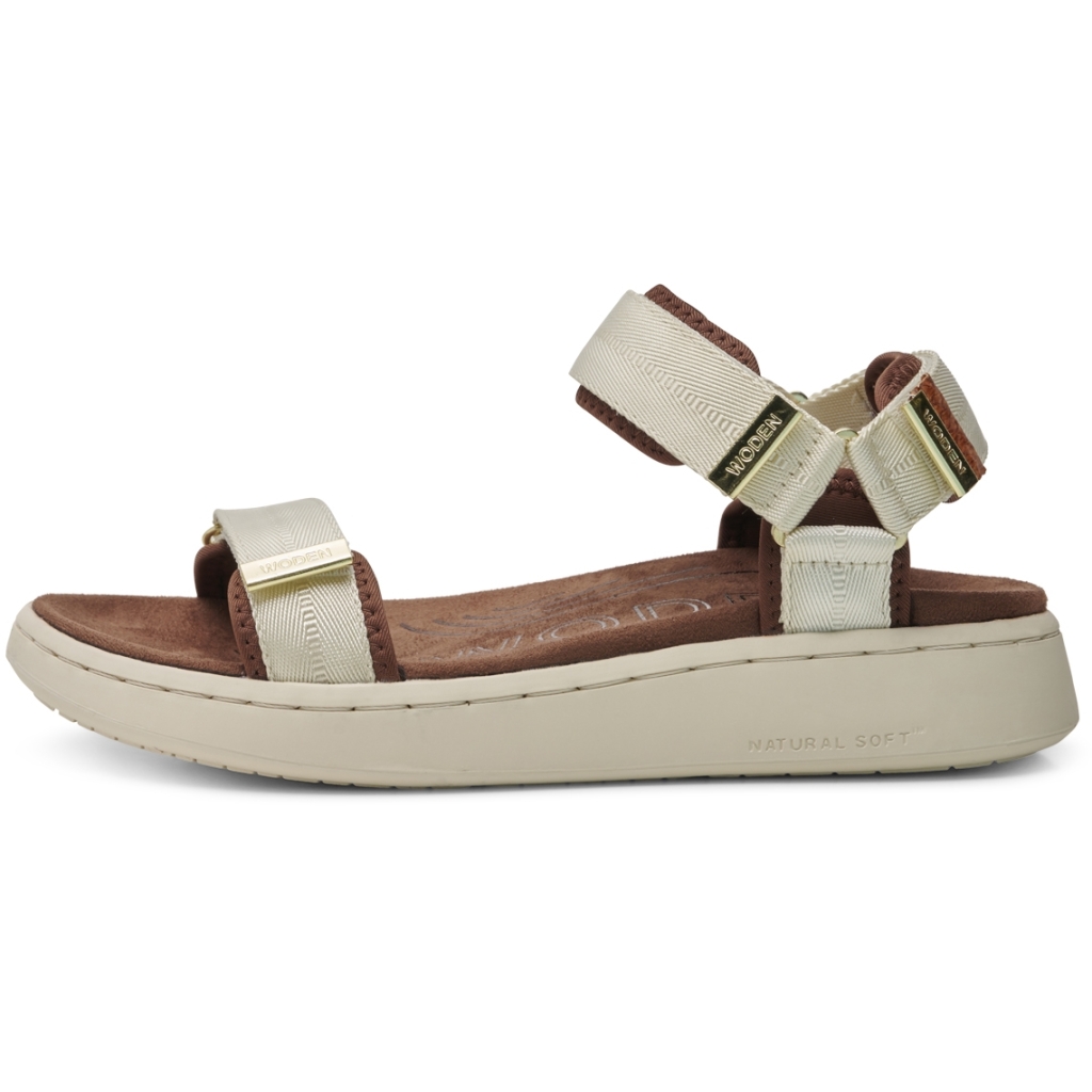 Woden Line Damen Sandalen, Ivory