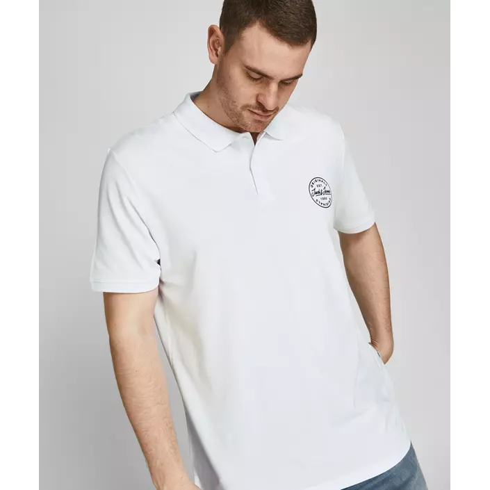 Jack & Jones JJESHARK Plus Size Polo T-shirt, White Navy Blazer, large image number 6