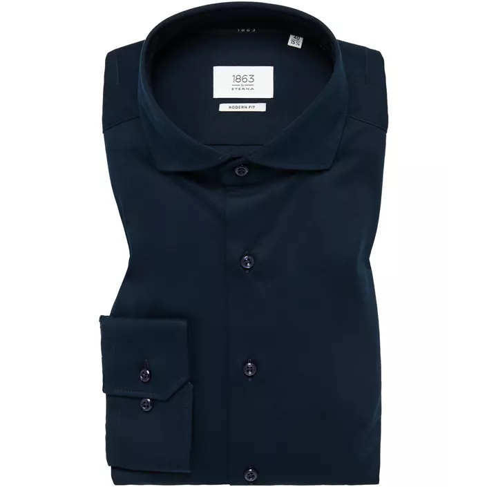 Eterna Soft Tailoring Jersey Modern fit Hemd, Navy, large image number 4