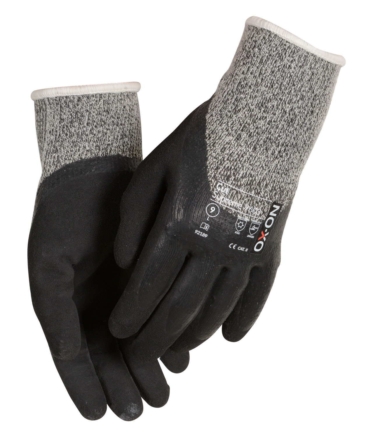 OX-ON Cut Supreme 9603 vinterhandsker med sk&aelig;rebeskyttelse Cut D, Sort/Gr&aring;, large image number 1
