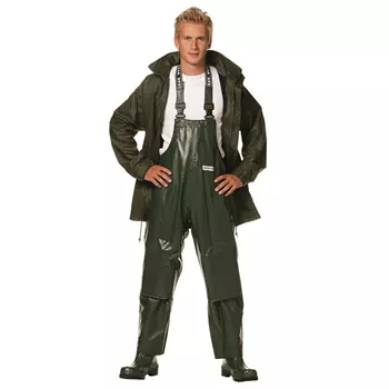 Ocean Crewman PVC rain bib and brace trousers, Olive Green