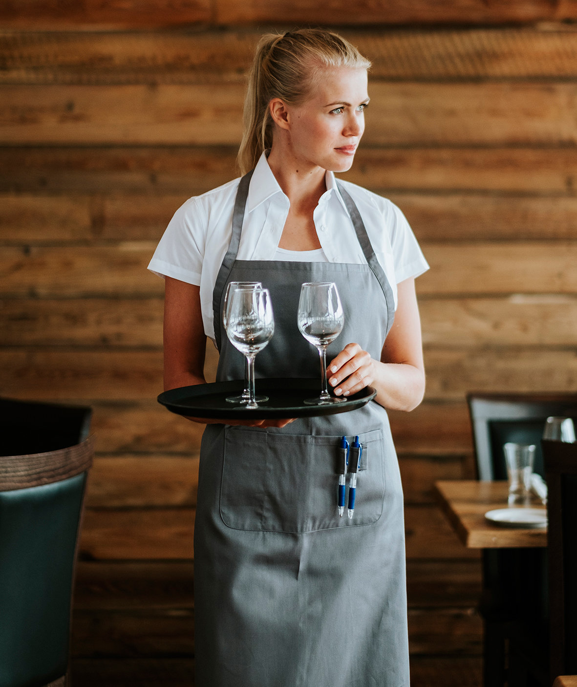 Momenti Prato bib apron with pockets, Grey, Grey, large image number 2