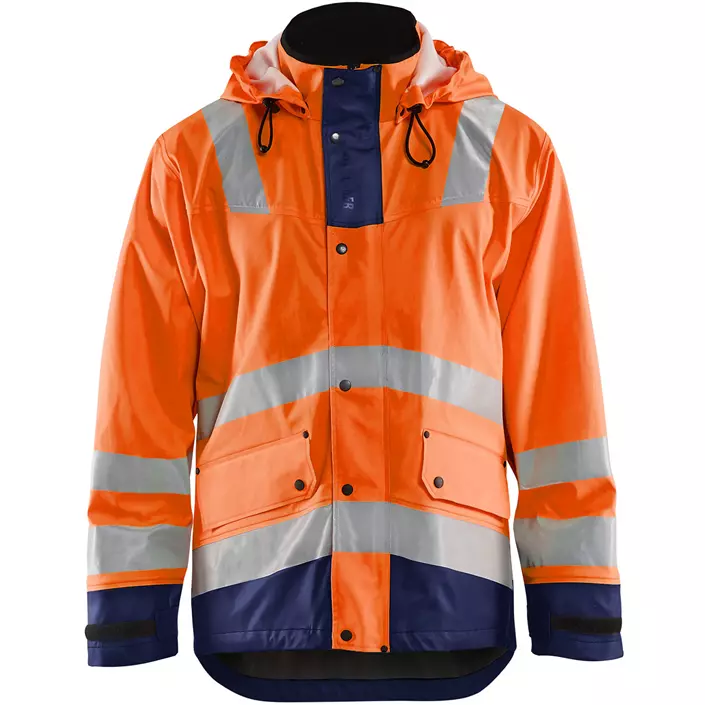 Blåkläder foret regnjakke, Hi-vis Orange/Marine, large image number 0