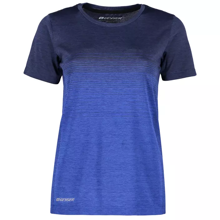 GEYSER seamless stribet dame T-shirt, Navy melange, large image number 0