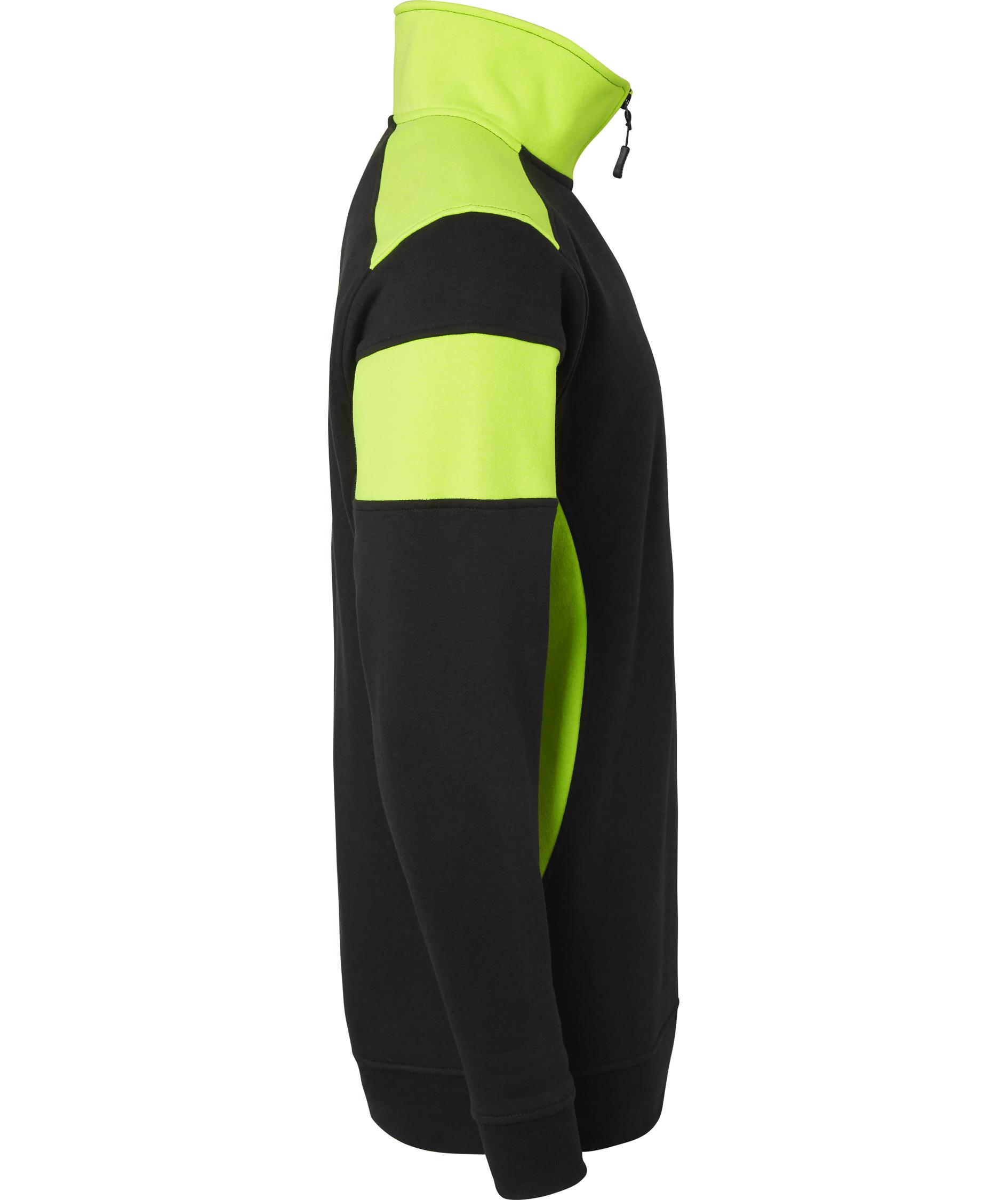 Top Swede sweatshirt med kort dragkedja 222, Svart/Varselgul, large image number 2