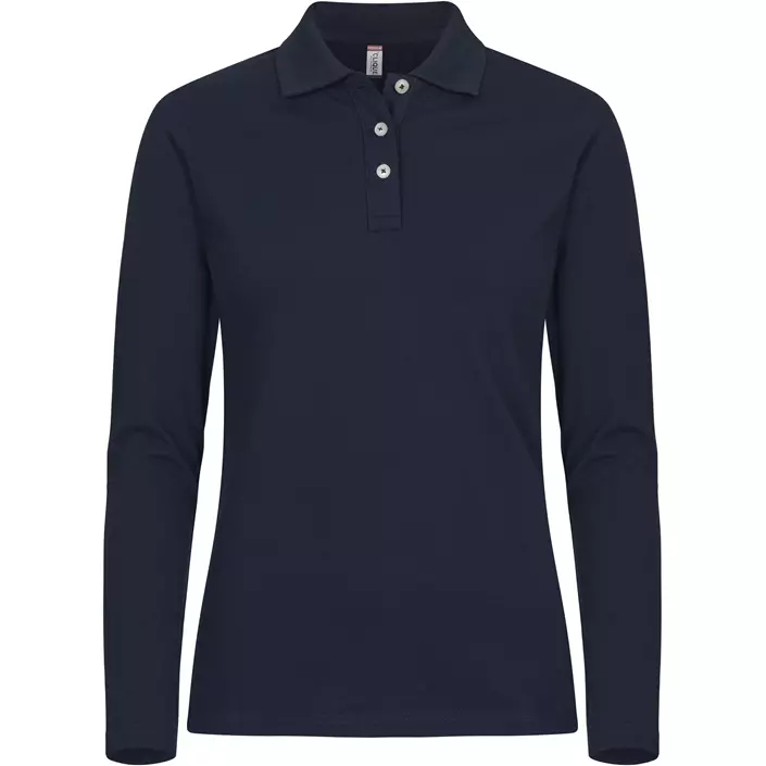 Clique Premium women's long-sleeved polo shirt, Dark Marine Blue, large image number 0