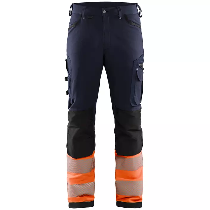 Blåkläder work trousers full stretch, Marine/Hi-Vis Orange, large image number 0