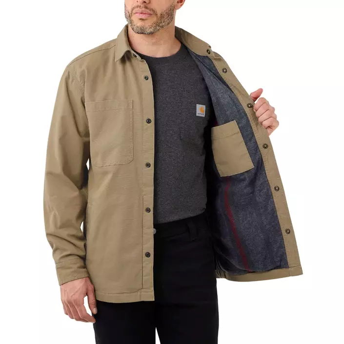 Carhartt fleece fodrad skjorta jacka, Dark khaki, large image number 1