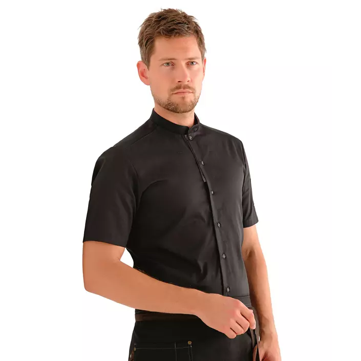 Kentaur modern fit kortermet kokkeskjorte/serveringsskjorte, Svart, large image number 1