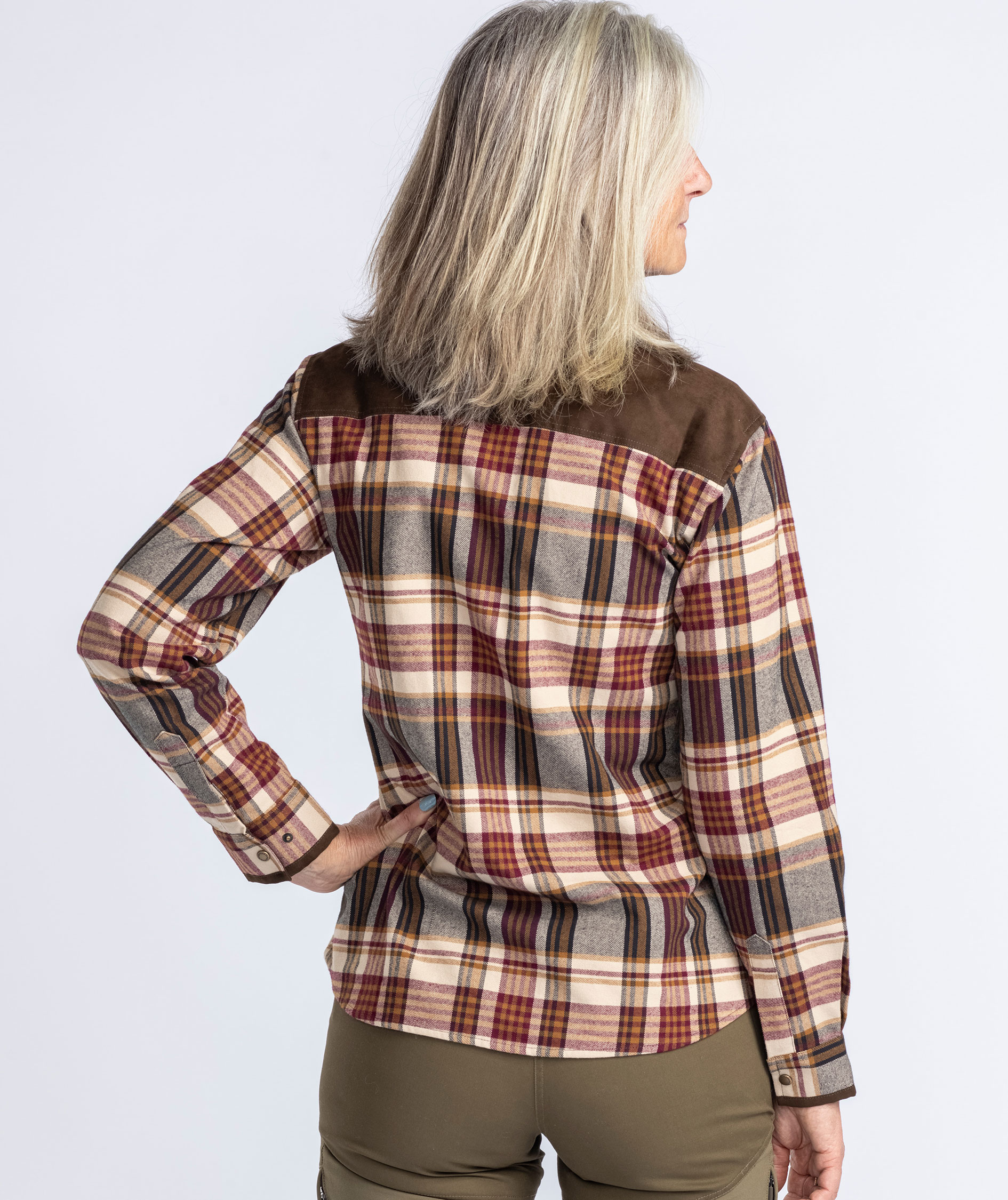 Pinewood Prestwick Exclusive dame flannelskjorte, Bordeaux/Beige, large image number 6