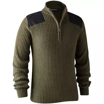 Deerhunter Rogaland stickad collegetröja/ sweatshirt half-zip, Adventure Green Melange