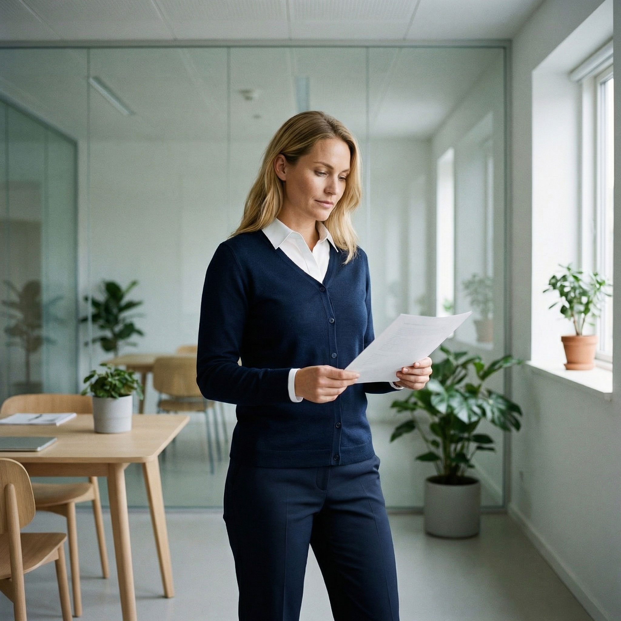 ID dame strikcardigan med merinould, Marine