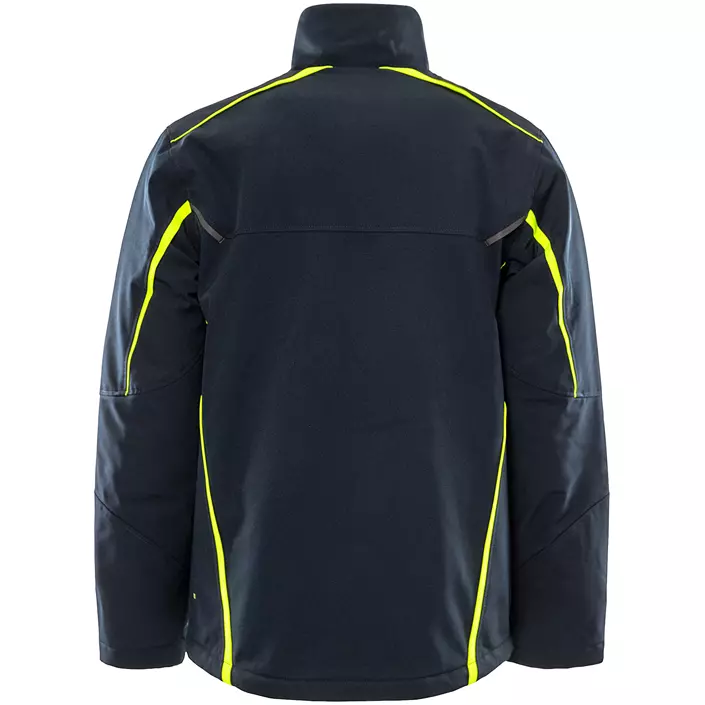 Fristads softshell vinterjacka 4931 GSW full stretch, Mörk Marinblå/Hi-Vis Gul, large image number 2