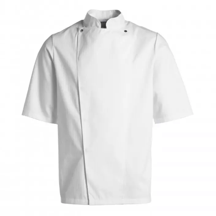 Kentaur short-sleeved chefs jacket in satin striped quality, White, large image number 0