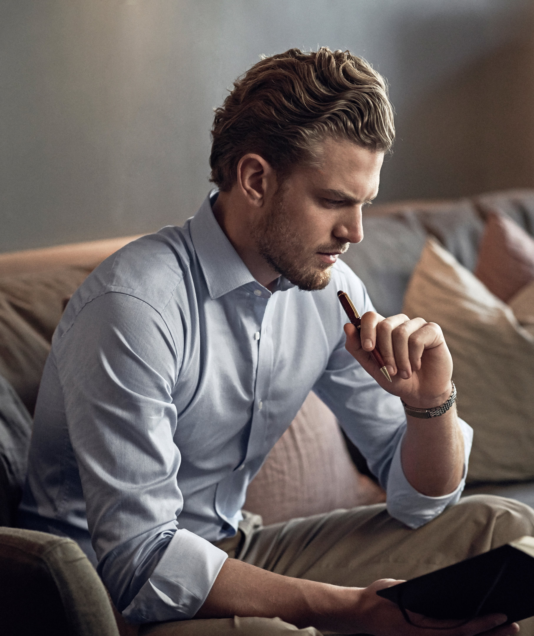 Seven Seas Fine Twill California Slim fit shirt, Light Blue, large image number 5