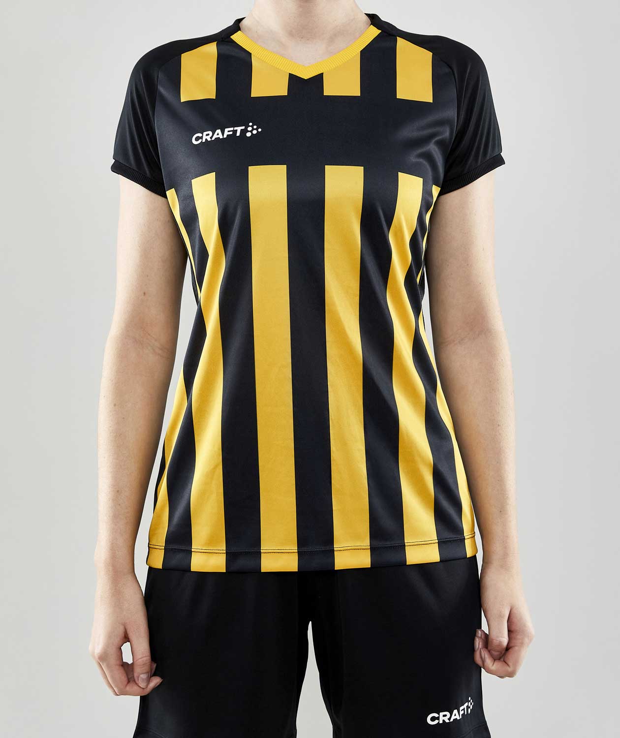 Craft Progress 2.0 Stripe Jersey dame T-shirt, Sweden Yellow/Sort, large image number 1