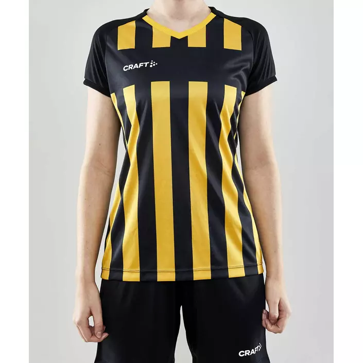 Craft Progress 2.0 Stripe Jersey Damen T-Shirt, Sweden Yellow/Schwarz, large image number 1
