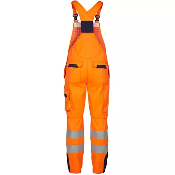 Engel Safety+ work bib and brace trousers, Hi-vis Orange/Marine