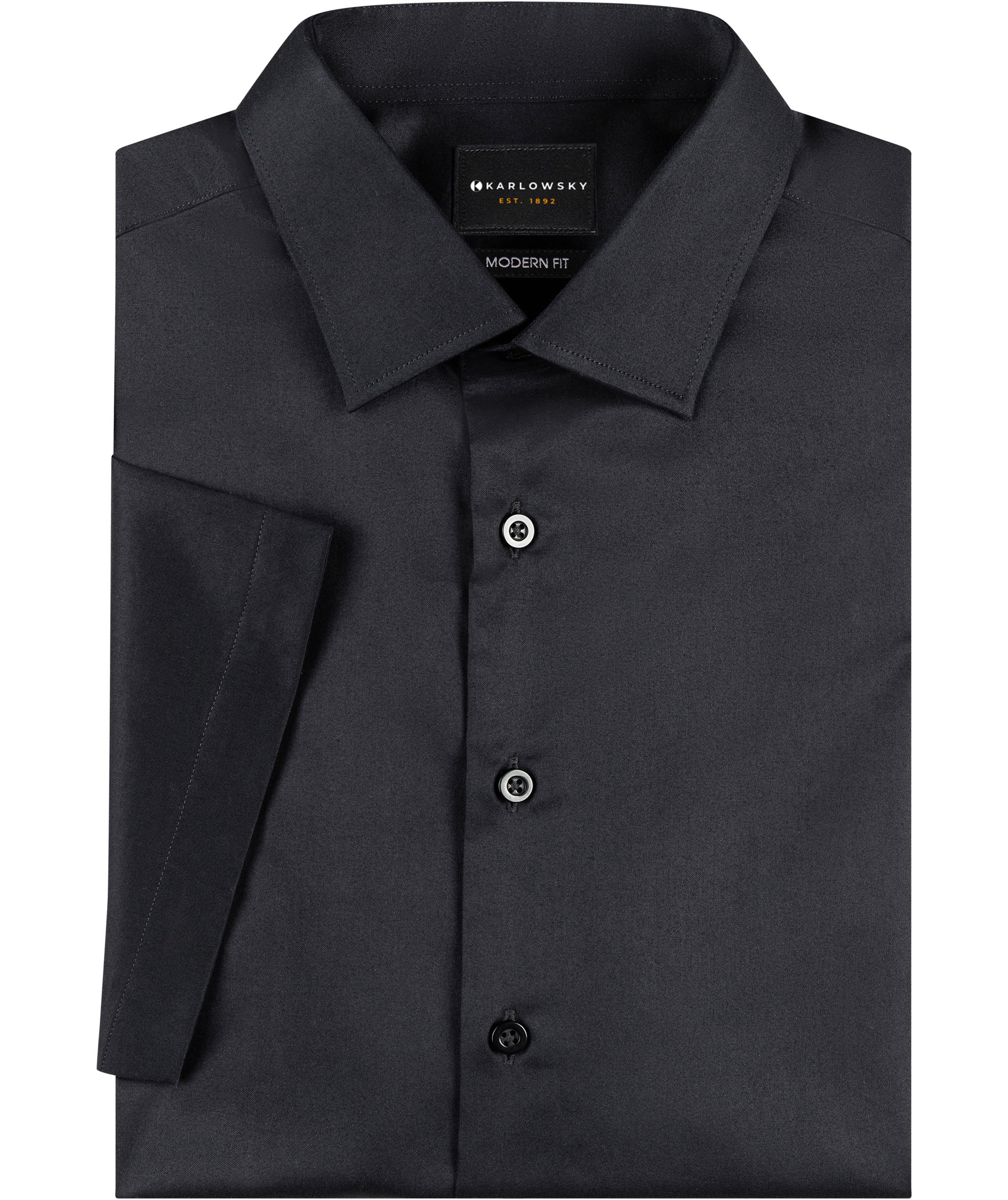 Karlowsky modern fit kort&aelig;rmet skjorte, Black, large image number 4