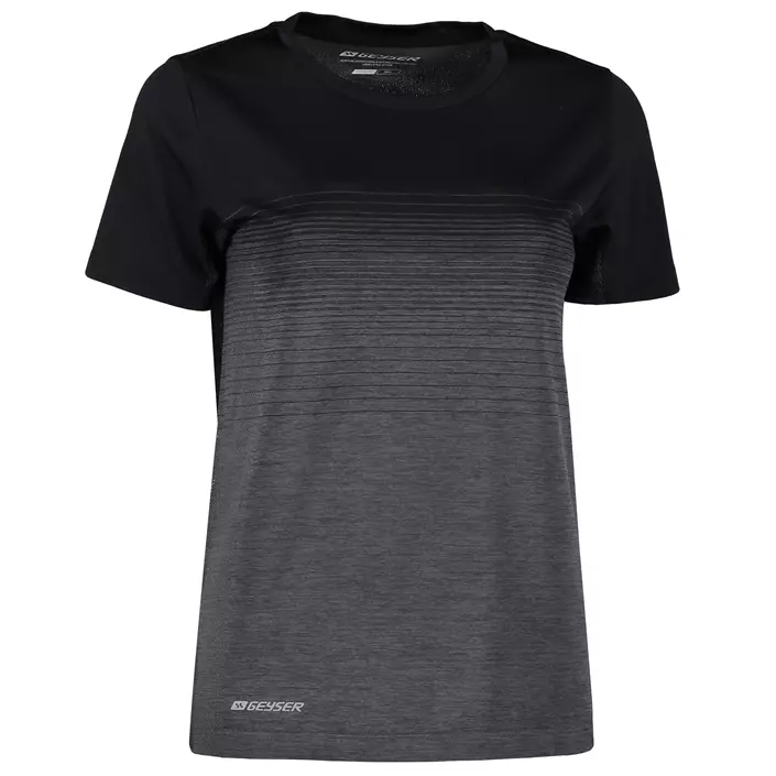 GEYSER seamless stribet dame T-shirt, Sort, large image number 1