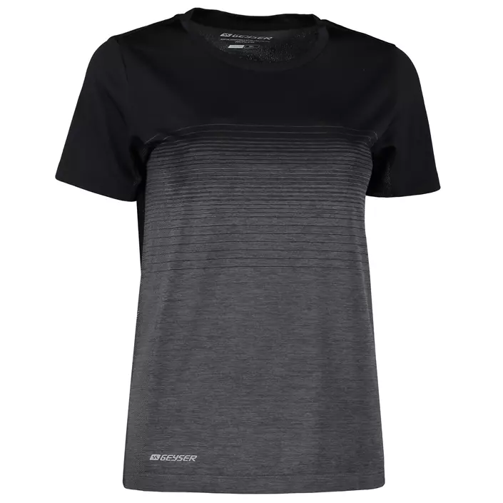 GEYSER seamless stribet dame T-shirt, Sort, large image number 1