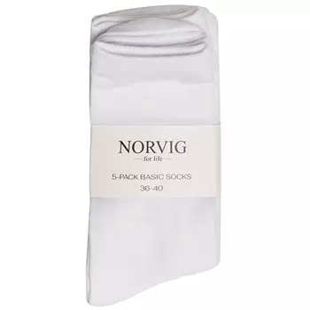 NORVIG Basic 5-pack dame sokker, Hvit