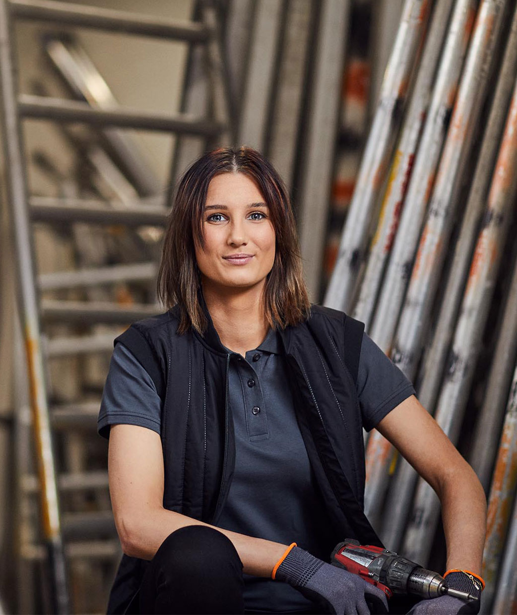 ID women's Pique Polo T-shirt with stretch, Charcoal, large image number 5