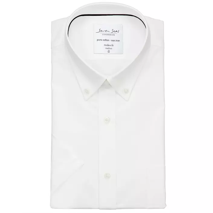 Seven Seas Oxford modern fit kortärmad skjorta, Vit, large image number 4