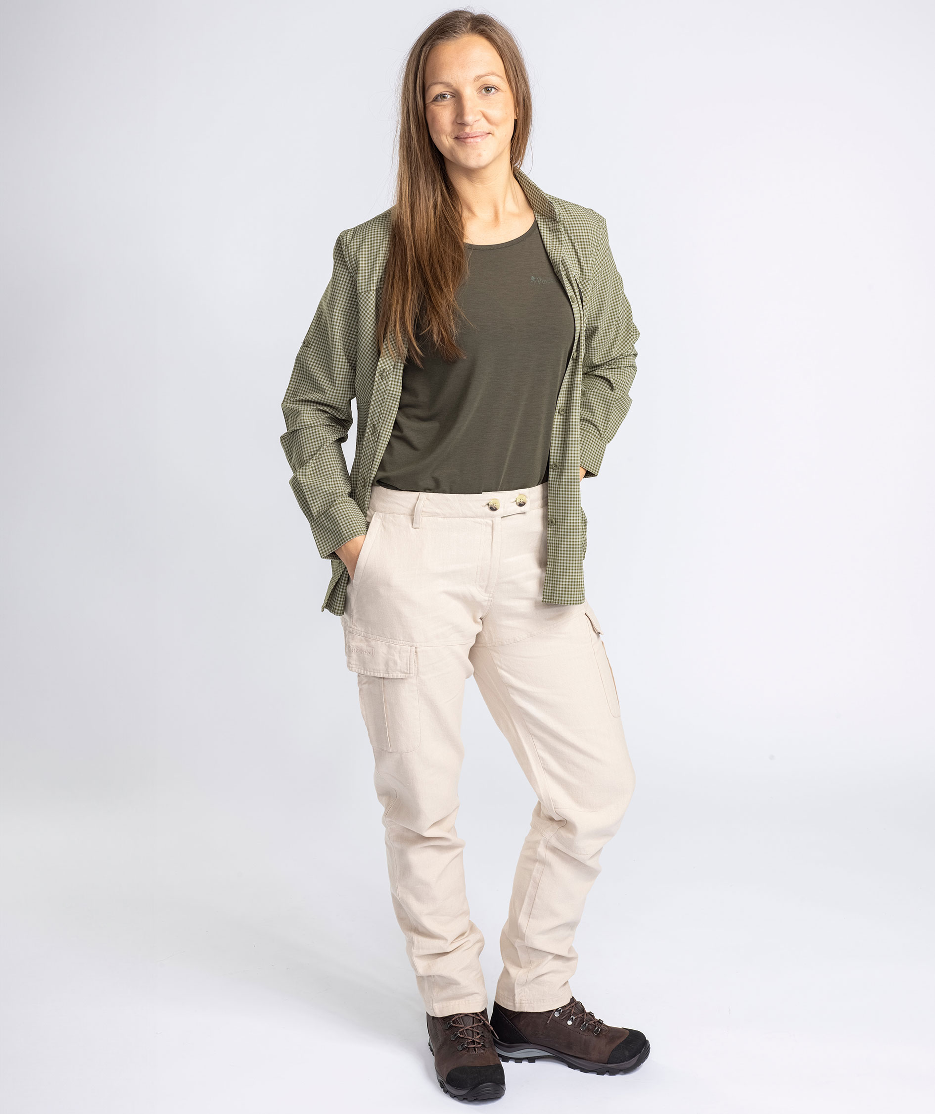 Pinewood NatureSafe dameskjorte, Pine Green/Off White, large image number 6