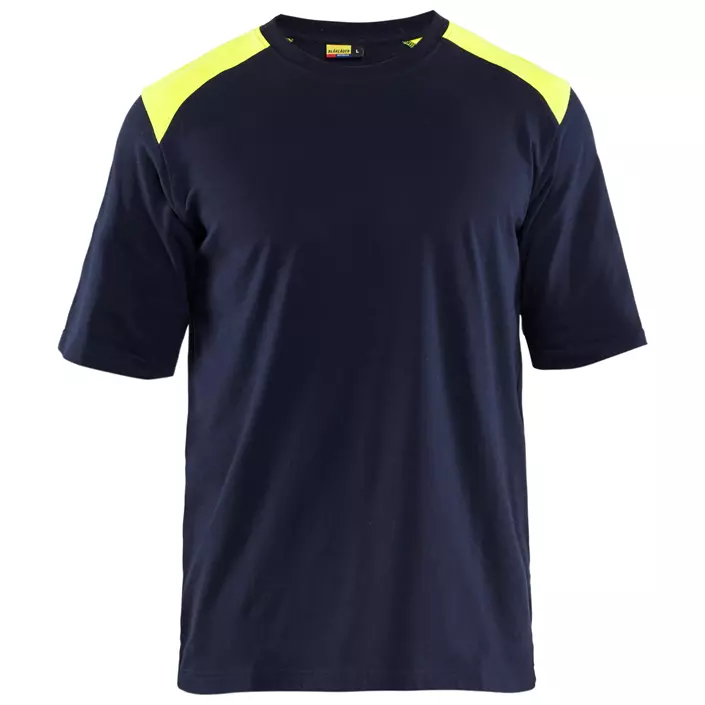 Blåkläder FR T-shirt, Marine/Hi-Vis gul, large image number 0