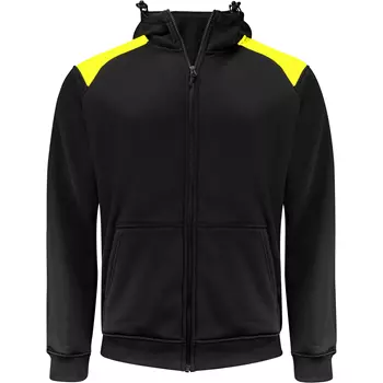 ProJob hoodie with zipper 2133, Black/Yellow