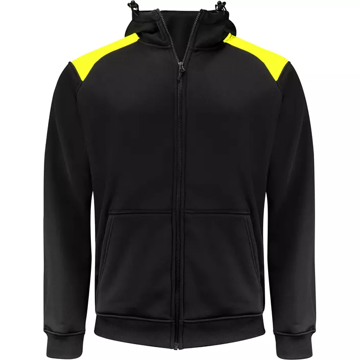 ProJob hoodie med dragkedja 2133, Black/Yellow, large image number 0