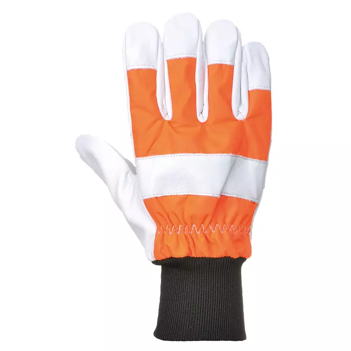 Portwest Oak chainsaw protection gloves, Orange/white, large image number 1