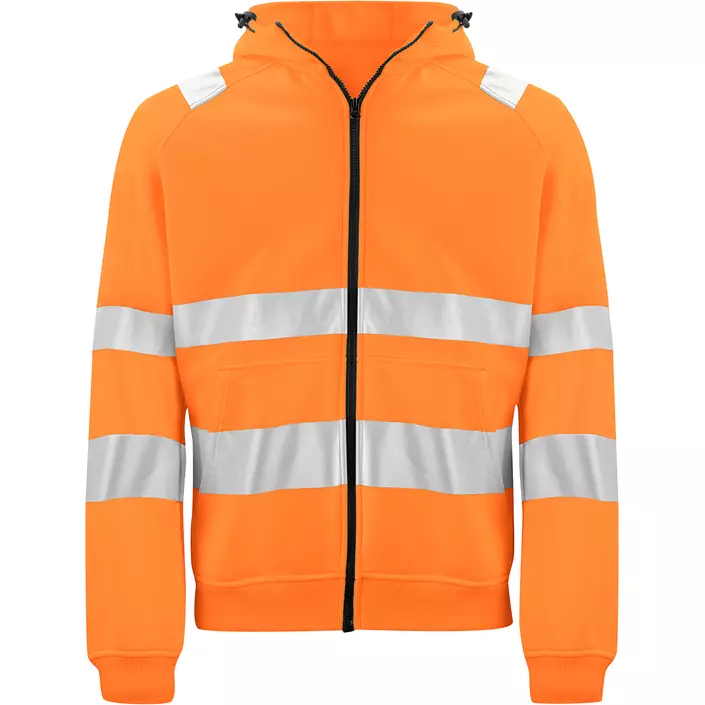 ProJob hoodie med dragkedja, Varsel Orange/Svart, large image number 0
