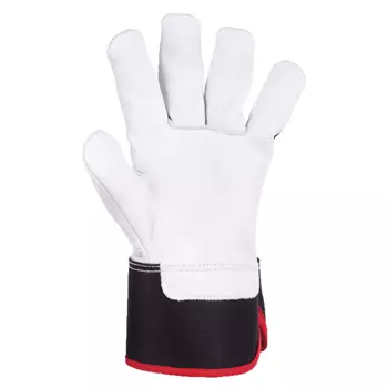 Kramp work gloves in cowhide, Black/White