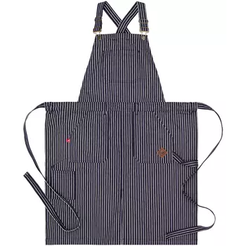 Segers 4092 bib apron with pockets, Striped Denim