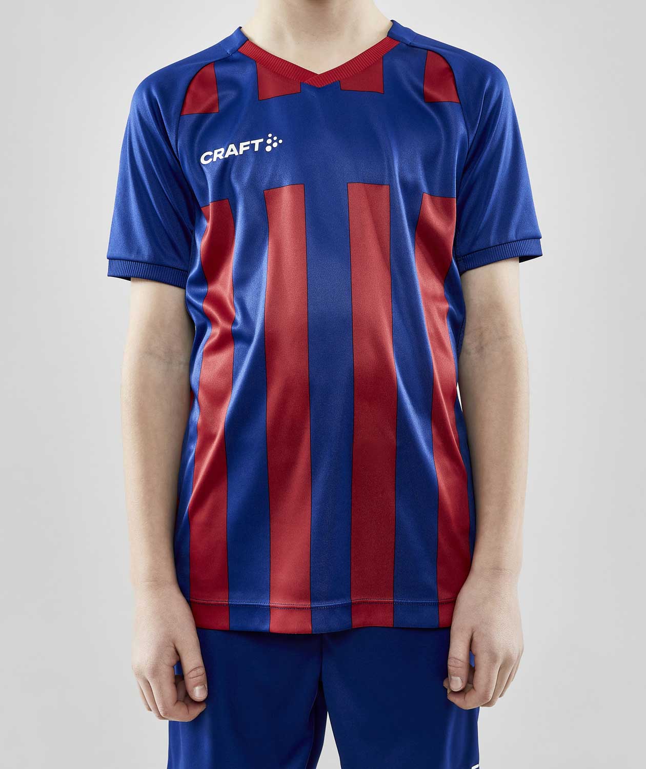 Craft Progress 2.0 Stripe Jersey T-Shirt f&uuml;r Kinder, Club Cobolt/Rot, large image number 1