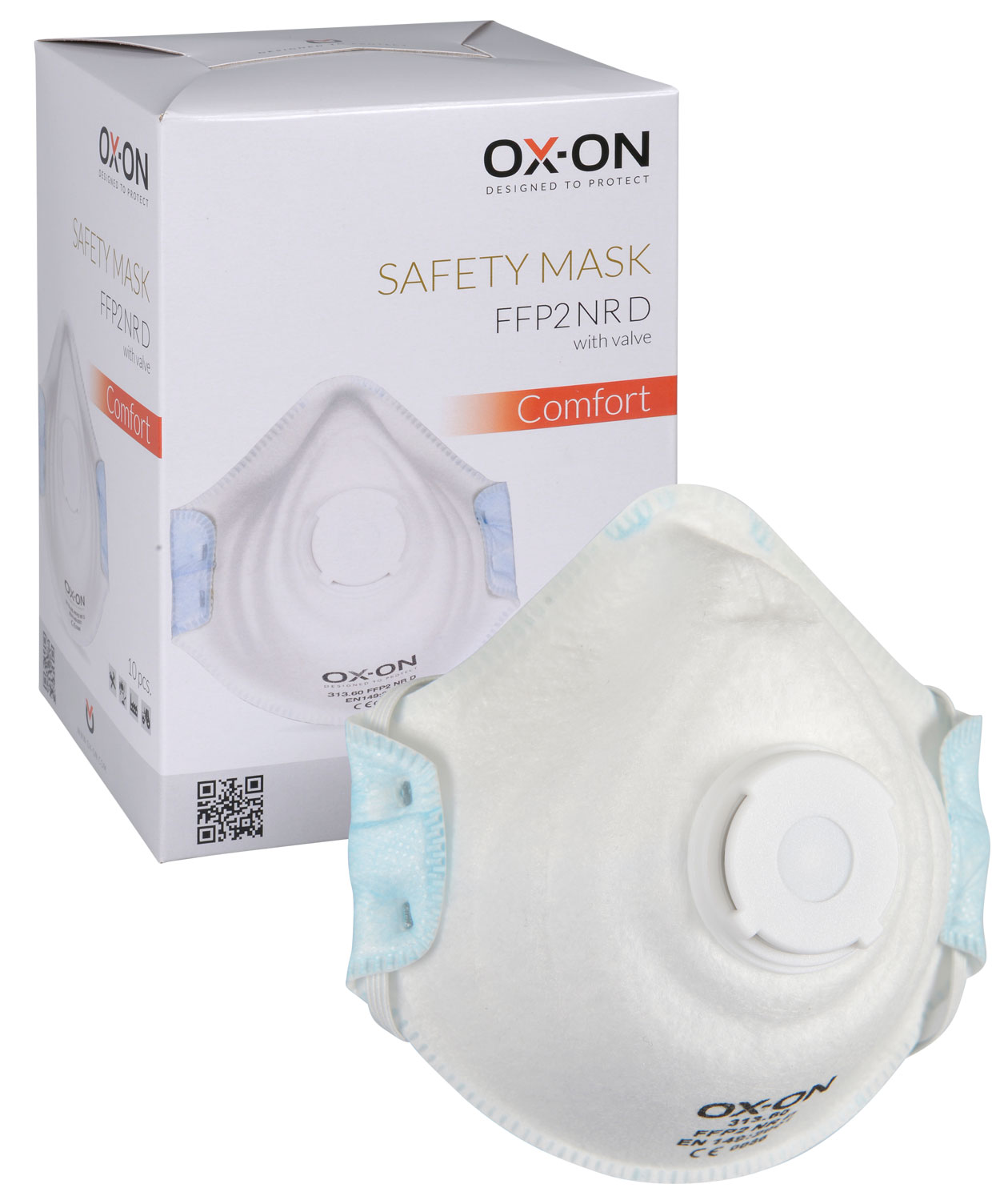 OX-ON Comfort 10-pack molded dust mask FFP2 NR D with valve