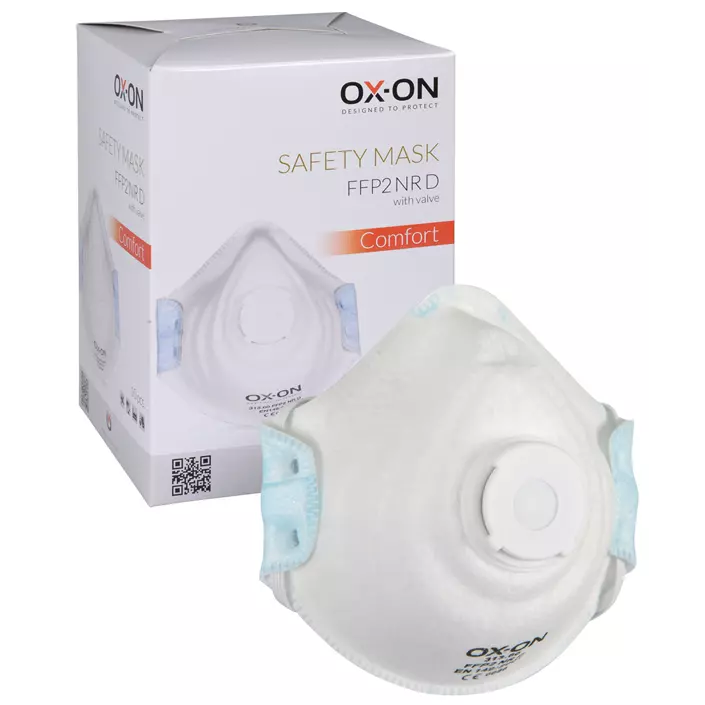 OX-ON Comfort 10-pak formstøbte støvmaske FFP2 NR D med ventil, Hvid, Hvid, large image number 1