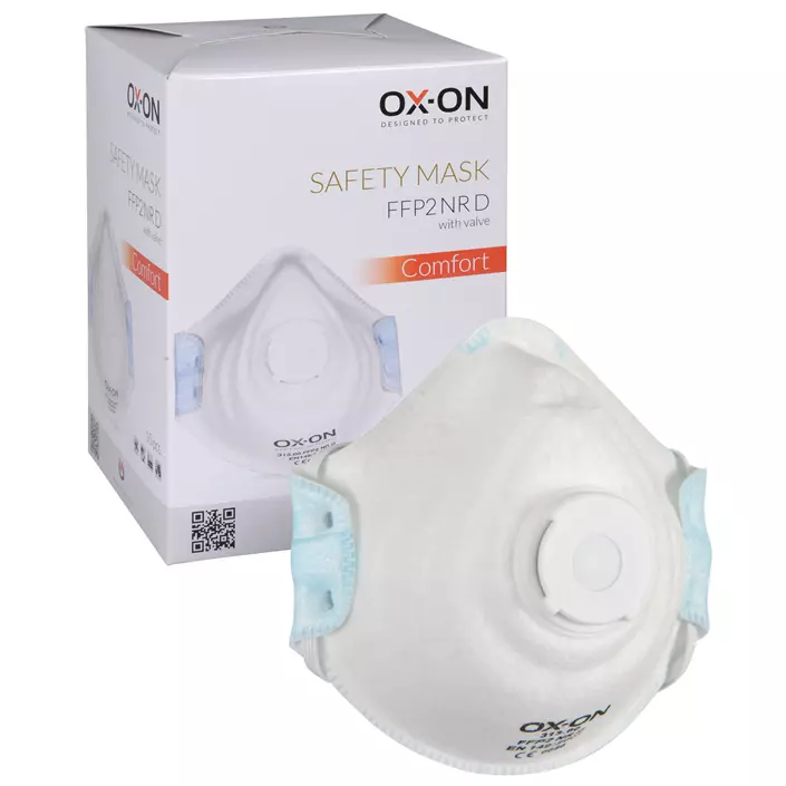 OX-ON Comfort 10-pak formstøbte støvmaske FFP2 NR D med ventil, Hvid, Hvid, large image number 1