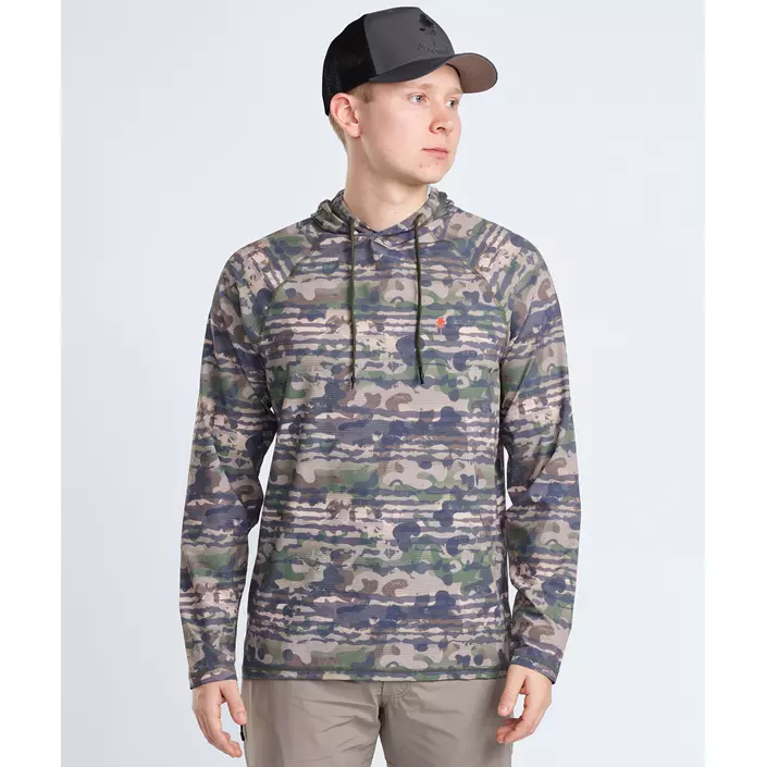 Pinewood Air Vent hættetrøje, Green Camou, large image number 4