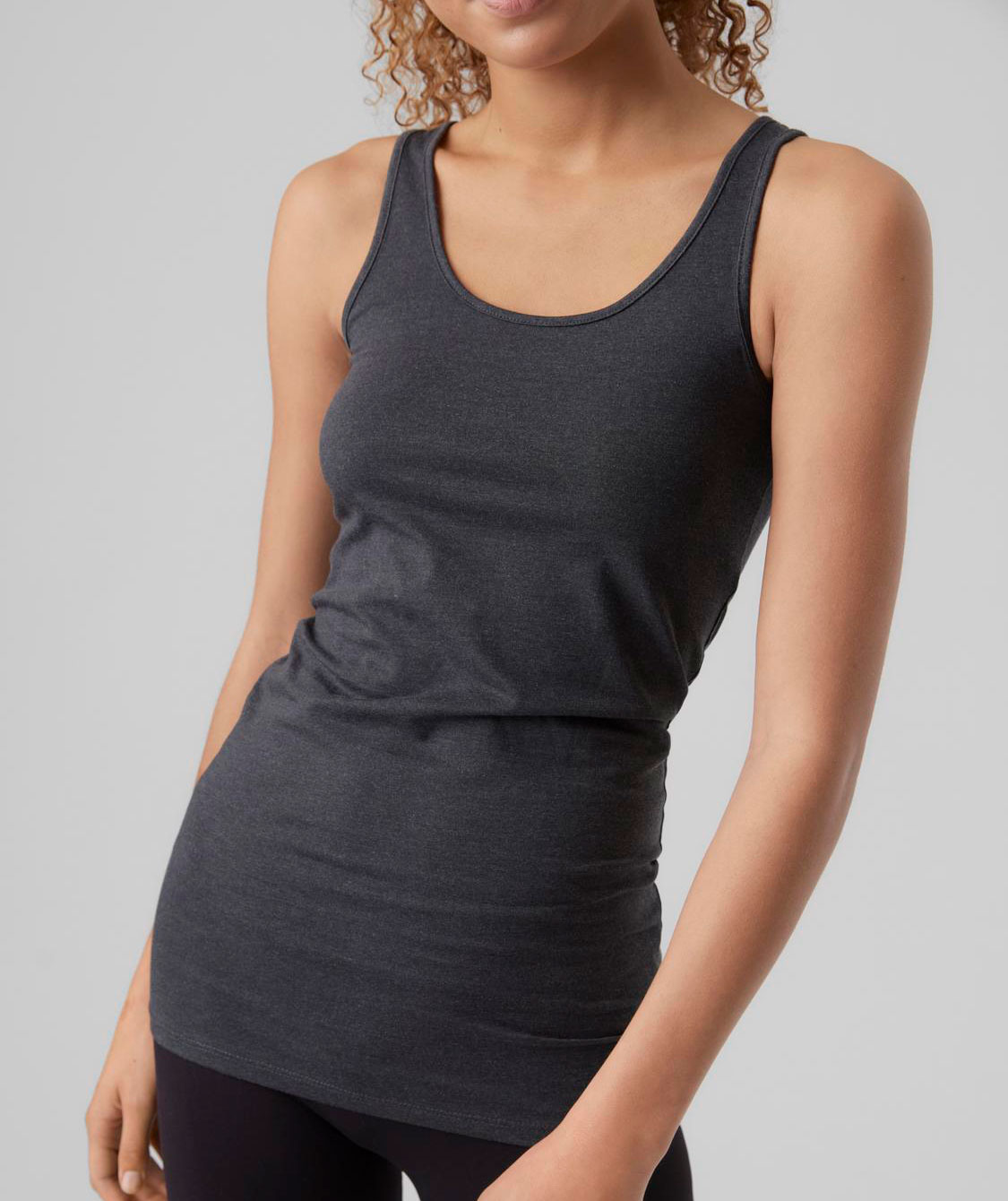 Vero Moda VMMAXI MY SOFT l&aring;ng linne dam, Dark Grey Melange, large image number 3