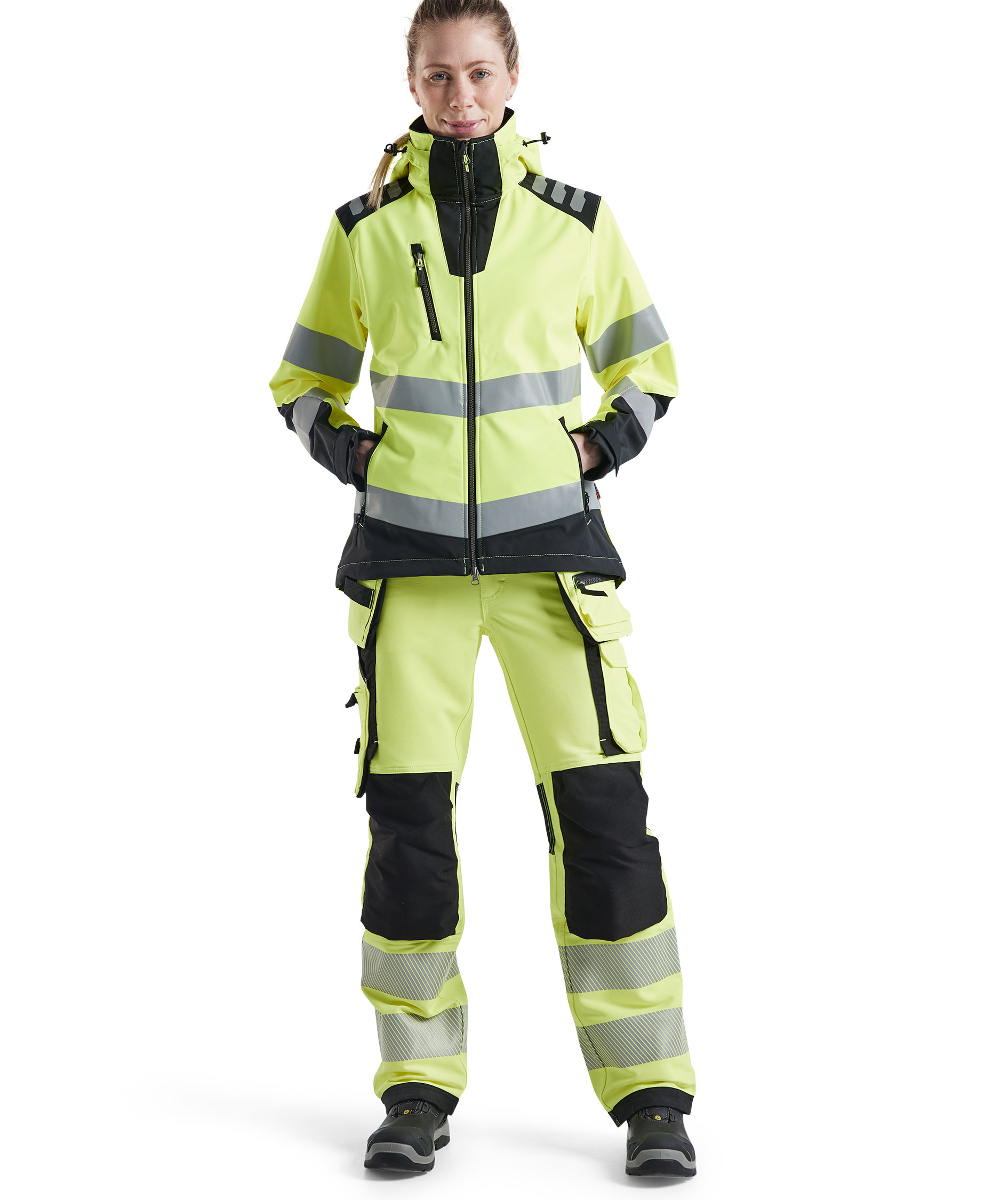 Bl&aring;kl&auml;der women's softshell jacket full stretch, Hi-vis Yellow/Black