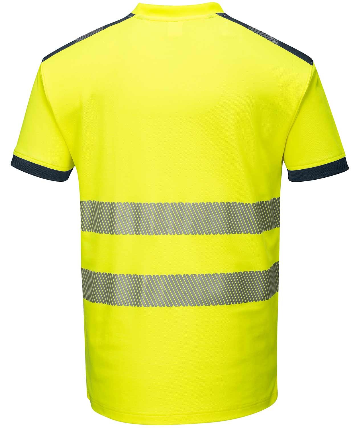 Portwest PW3 T-shirt, Hi-Vis Yellow/Dark Marine