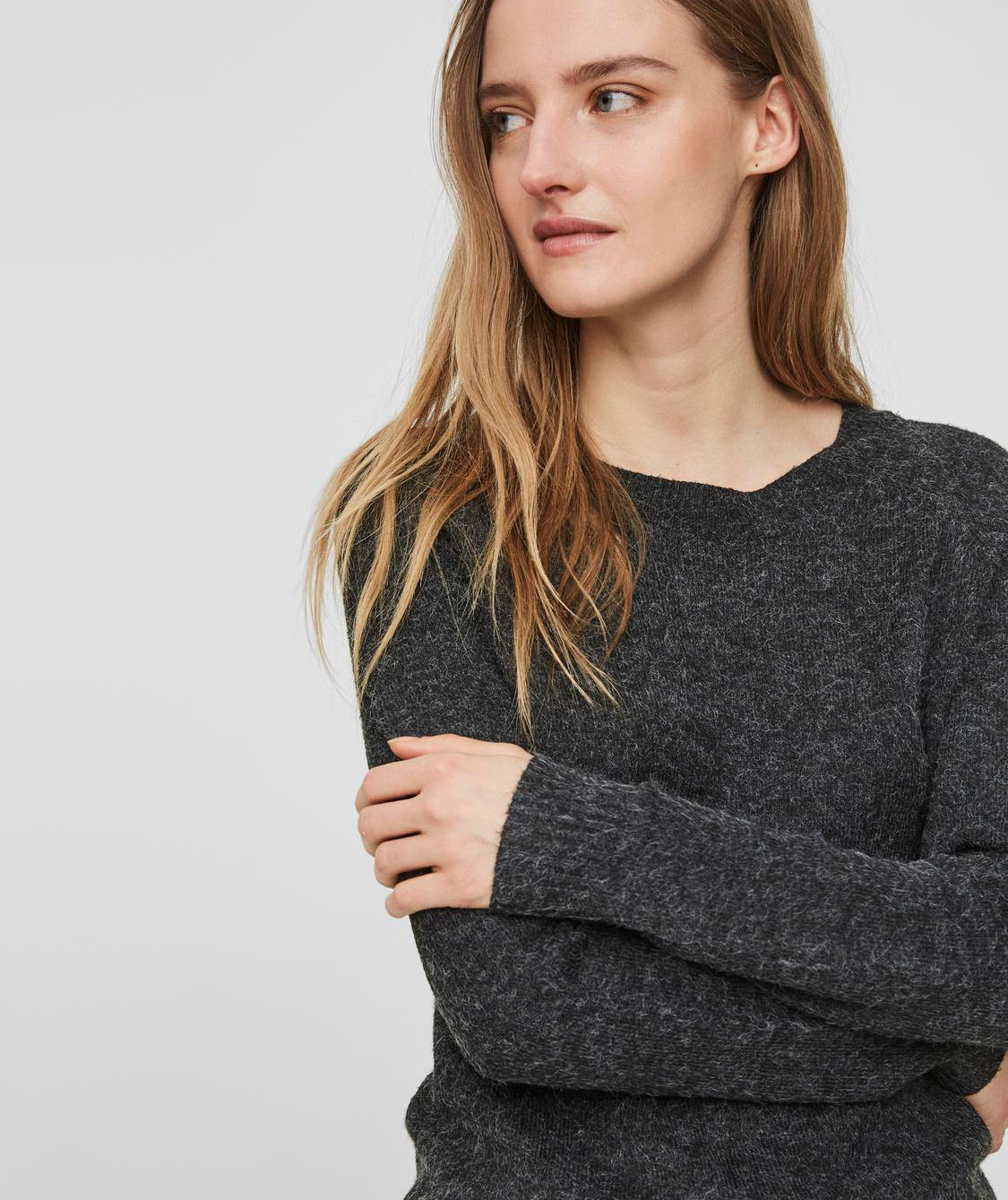 Vero Moda VMDOFFY women's knitted pullover, Black melange, large image number 4