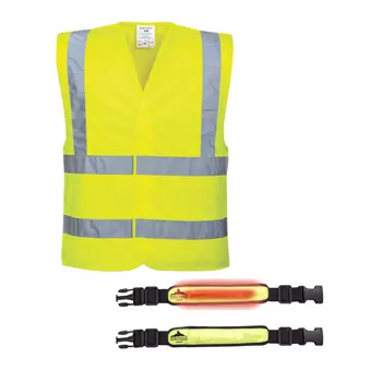 Portwest Hi-Vis vest and Reflective Bracelet with LED Light